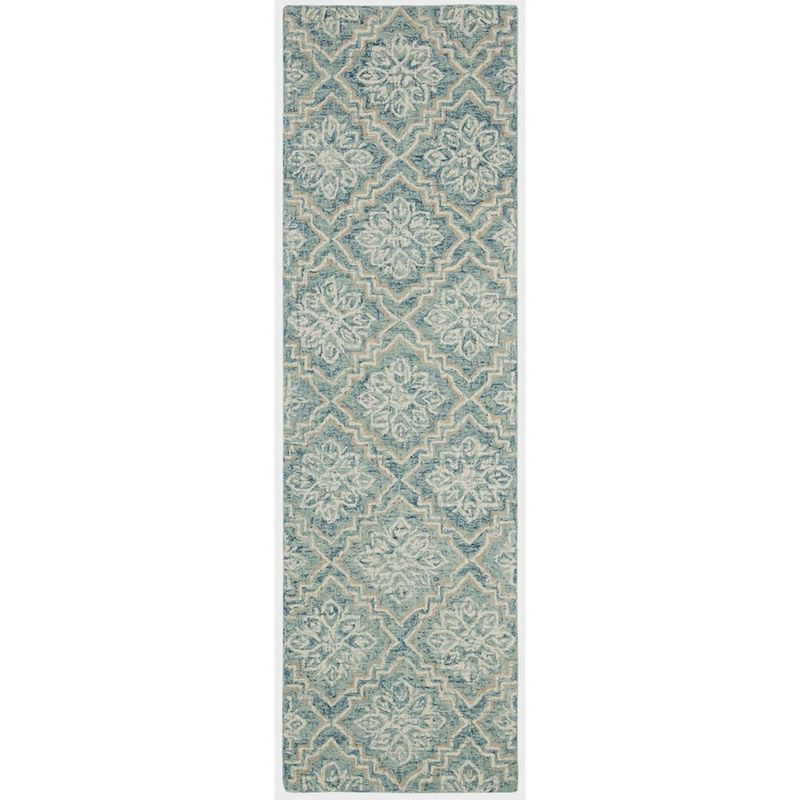 Abstract ABT201 Handmade Indoor Runner - Blue/Grey - 2'-3"x12' - Safavieh