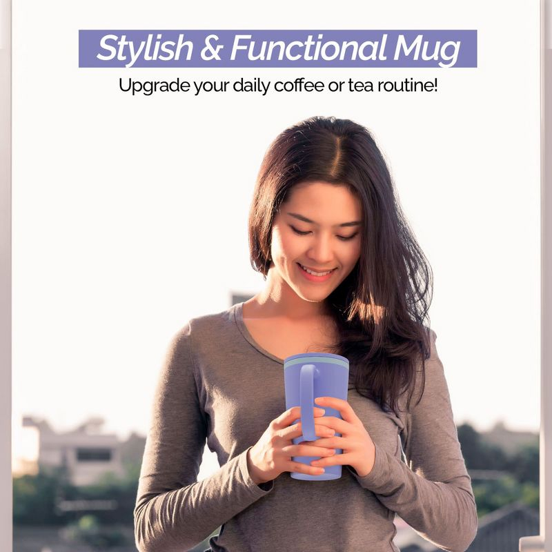 Copco Cone 16oz Insulated Travel Mug with Handle, Double Wall, Slide-Closure Lid, Microwave & Dishwasher Safe, Portable Coffee Cup (Light Purple)