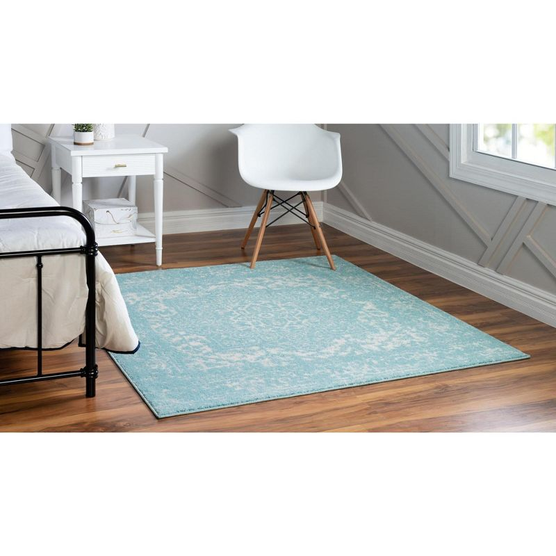 Unique Loom 5' 3 x 5' 3 Square Aqua Richmond Medallion Area Rug