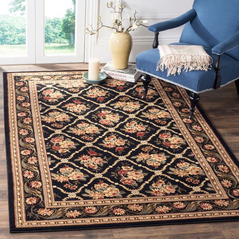 Lyndhurst LNH556 Power Loomed Area Rug - Black/Black - 8'x11' - Safavieh.