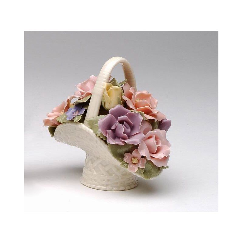 Kevins Gift Shoppe Hand Crafted Ceramic Roses Decorative Basket