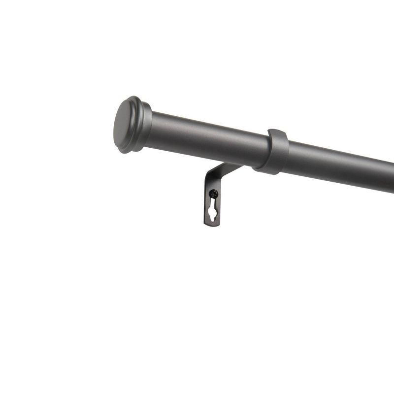 Exclusive Home 36"-72" Topper Curtain Rod - Gunmetal: Matte Finish, Iron, Flat Cap Finial, 25 lb Capacity