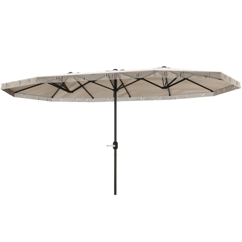 Outsunny 15ft Extra Large Patio Umbrella, UPF30+ Double-sided Rectangle Umbrella with Easy Crank Handle, 2 Vents for Garden Pool Lawn, Cream White