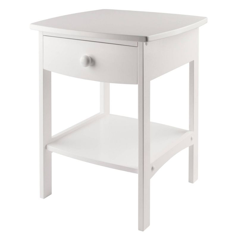 Claire Accent Table White - Winsome: Wood Composite Nightstand with Drawer & Shelf, Spot Clean