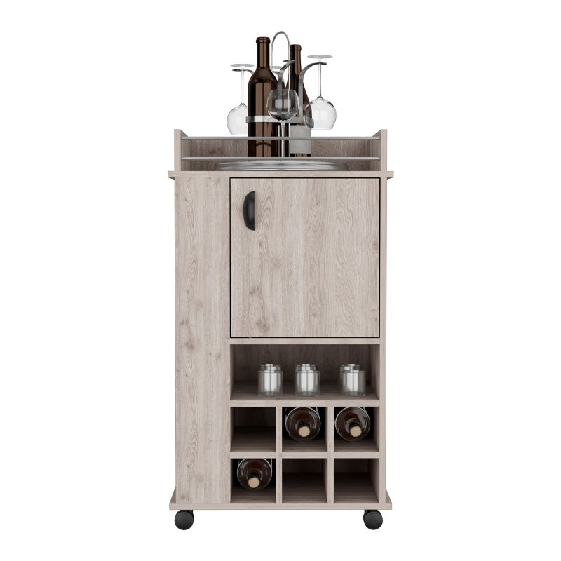 Depot E-Shop Bar Cart with 6 Built-in Wine Rack and Casters