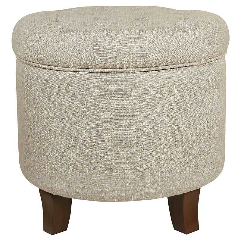 HomePop Boho Tufted Storage Ottoman Twine Light Brown: Upholstered, Plywood Frame, Foam Fill