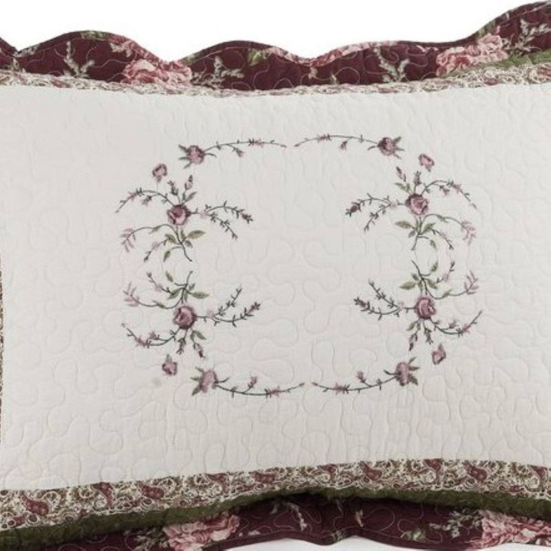King Brooke Sham Ivory - Modern Heirloom: Embroidered Cotton Pillow Sham, Botanical Pattern, Machine Washable