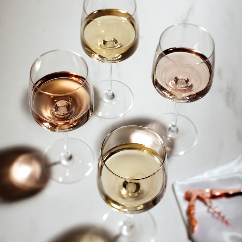 Viski Reserve Julien Crystal Wine Glasses - European Crafted White Wine Glasses Stemmed Set of 4 - 16oz Wine Glass for Special Occasions Gift Ideas