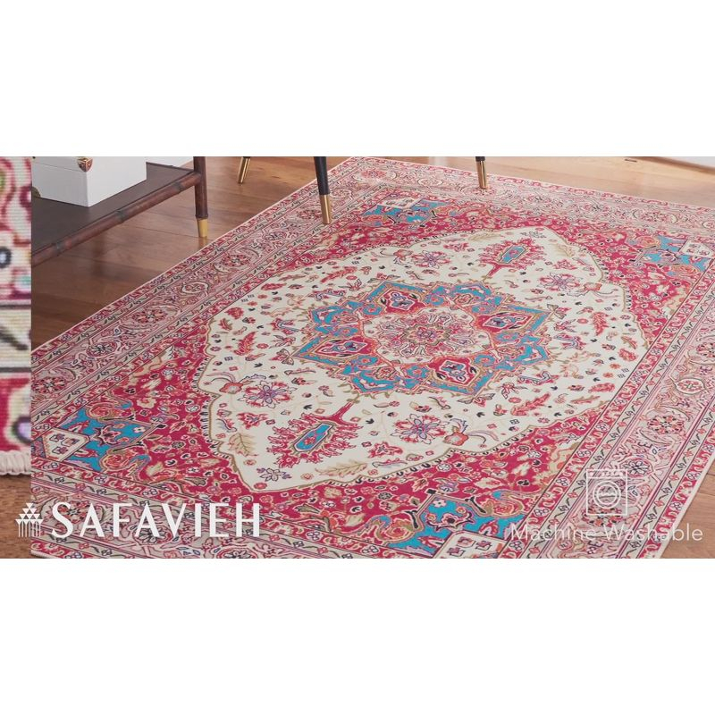 Tucson Vintage Persian TSN107 Power Loomed Machine Washable Skid-Resistant Indoor Accent Rug - Beige/Rust - 3'x5' - Safavieh