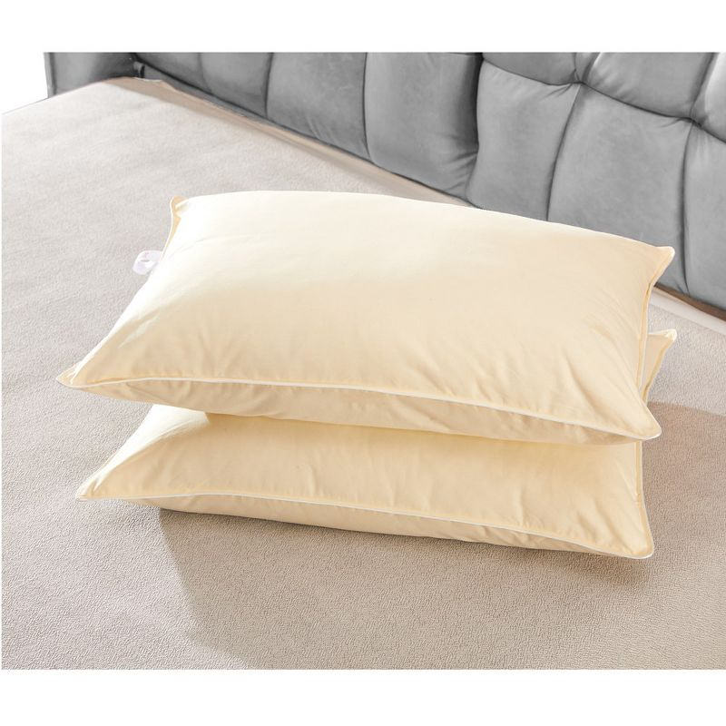 Cheer Collection Set of 2 Organic Kapok Bed Pillows with Breathable Cotton Shell - Yellow, Standard (20" x 28")