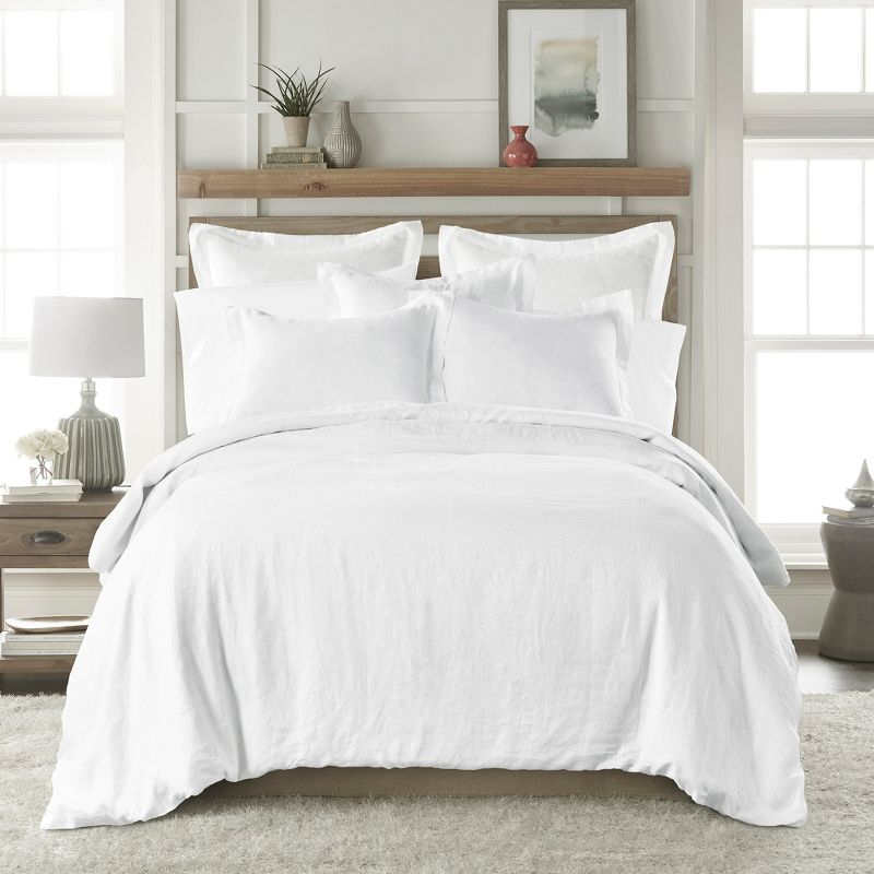 Washed Linen Full/Queen Duvet Cover - White - Levtex Home