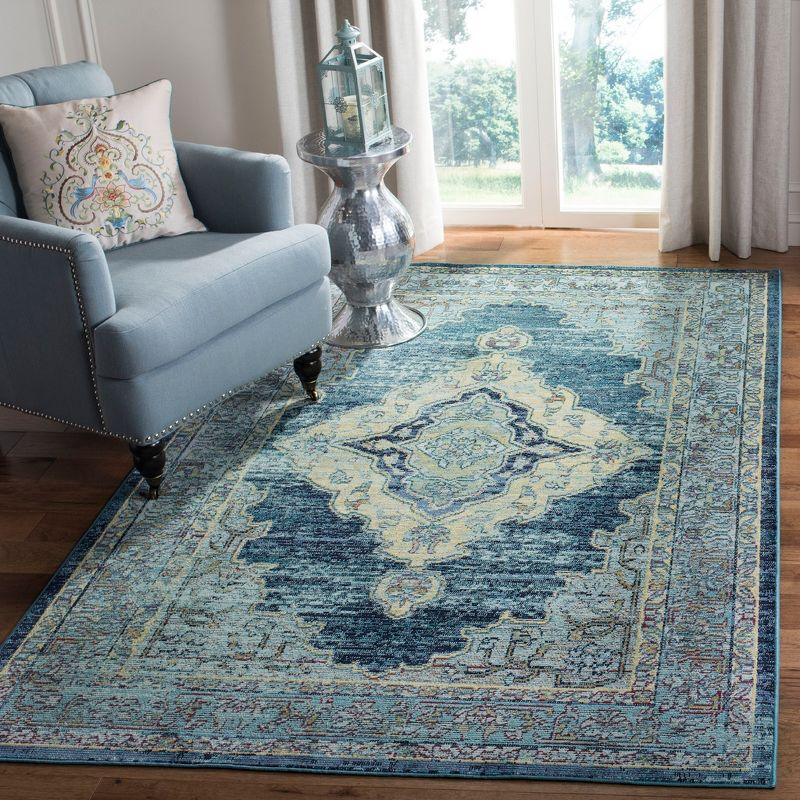 Crystal CRS500 Power Loomed Area Rug - Blue/Yellow - 4'x6' - Safavieh.