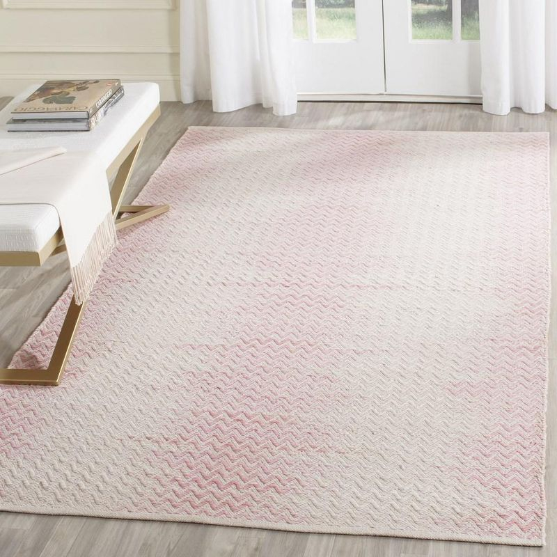 Cotton Kilim KLC121 Hand Woven Area Rug - Light Pink/Ivory - 4'x6' - Safavieh