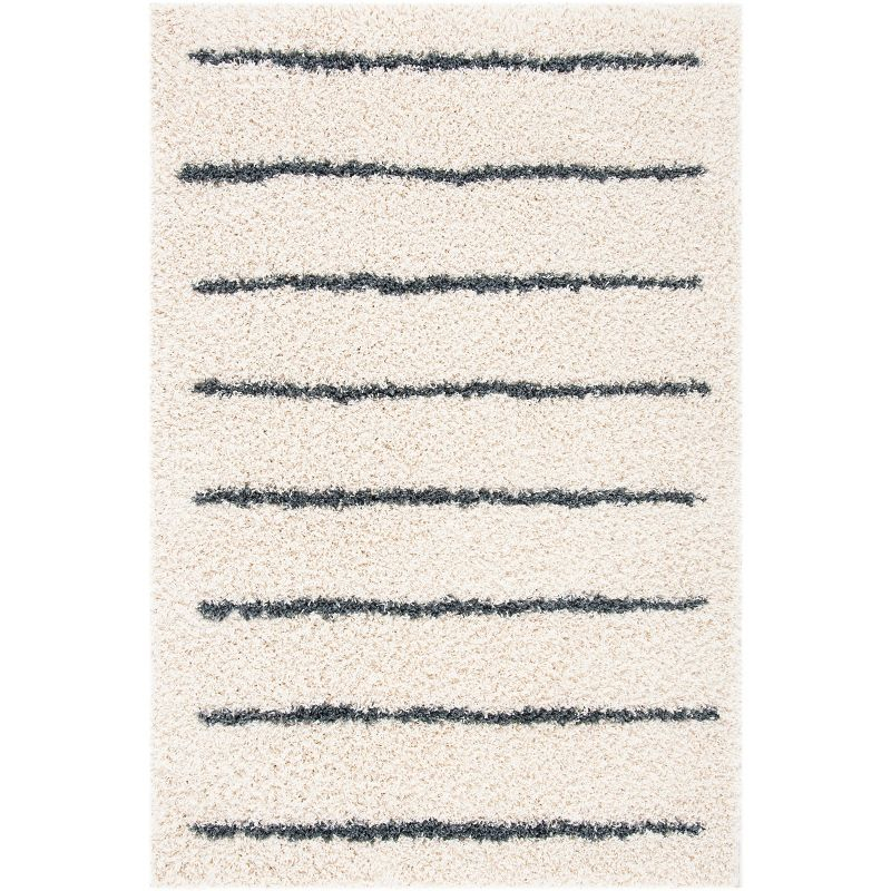 Venus Shag VNS604 Power Loomed Area Rug - Ivory/Dark Grey - 4'x6' - Safavieh.