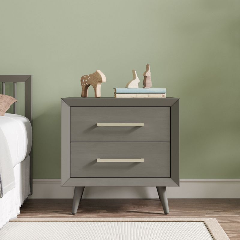Child Craft Cranbrook 2 Drawer Nightstand for Nursery or Bedroom, Large Storage Drawers, Made of Sturdy Pinewood, Baby Safe Finish (Lunar Gray)