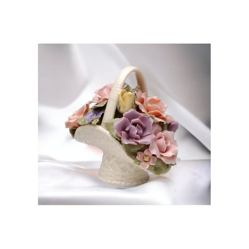 Kevins Gift Shoppe Hand Crafted Ceramic Roses Decorative Basket