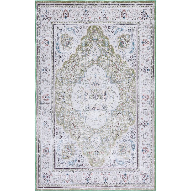 Tucson TSN136 Power Loomed Machine Washable Area Rug - Green/Beige - 4'x6' - Safavieh.