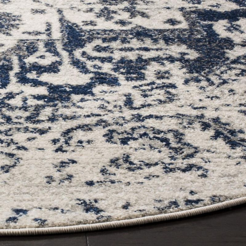 Madison MAD603 Power Loomed Indoor Area Rug - Cream/Navy - 9' Round - Safavieh