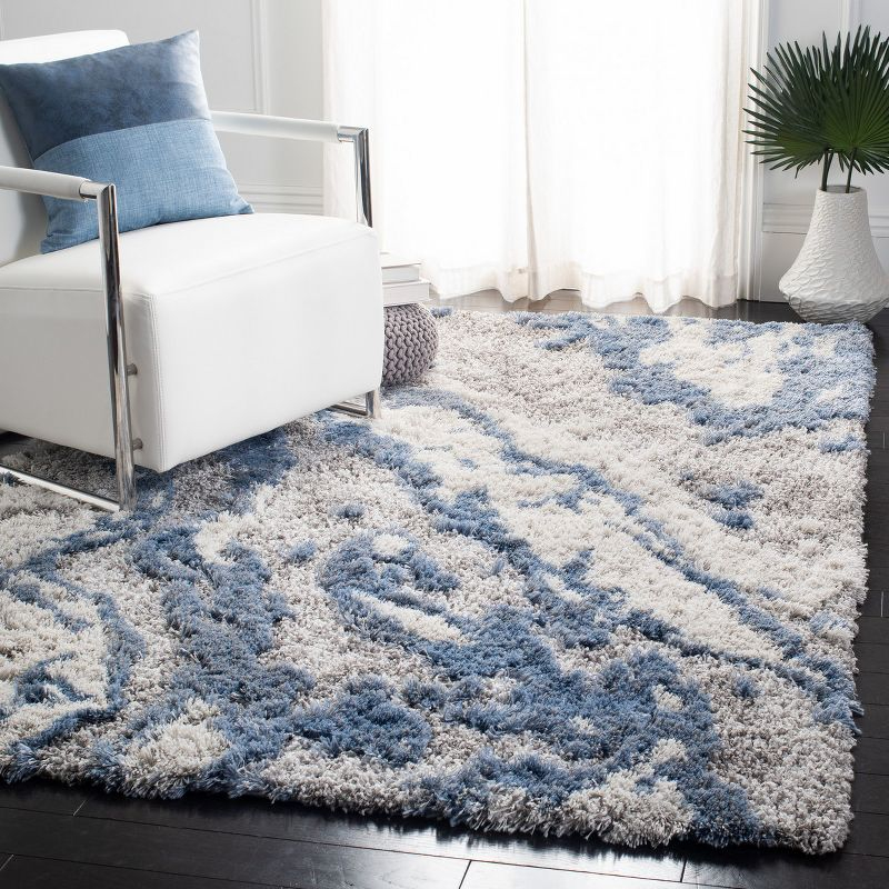 Horizon Shag 800 HZN890 Machine Made Accent Rug - 3'x5' - Grey/Blue - Safavieh