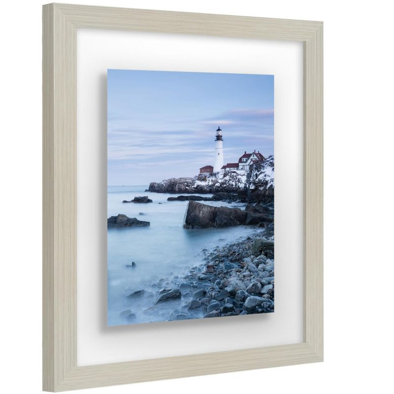 Americanflat 11x14 Floating Frame in Light WOOD with Polished Glass and Hanging Hardware Included - Also Use 8x10 or 5x7 Photos for Floating Effect