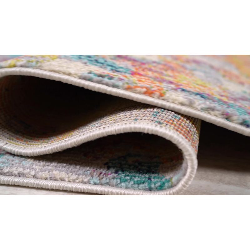 5'x8' Contemporary POP Modern Abstract Area Rug, Blue/Red - JONATHAN Y