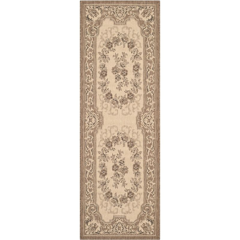 Courtyard CY7208 Power Loomed Indoor/Outdoor Runner Rug - Creme/Brown - 2'3"x10' - Safavieh.