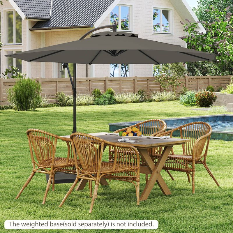 Costway  10 FT Patio Offset Umbrella w/8 Ribs Cross Base Tilt Grey