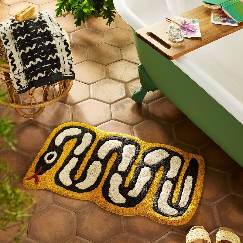 18"x30" Novelty Bath Rug Snake - Opalhouse™ designed with Jungalow™: Cotton, Tufted, Machine Washable, Medium Pile
