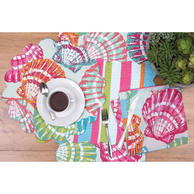 C&F Home Merritt Island Coastal Sea Life Cotton Quilted Round Reversible Placemat Set of 6