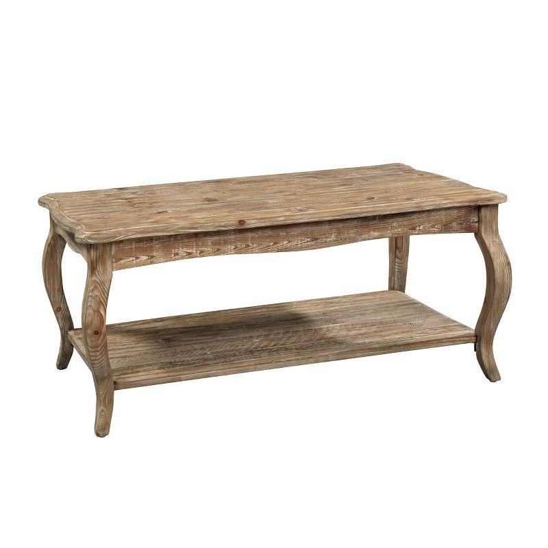 Alaterre Austerity Wood Coffee Table with Open Shelf, Driftwood Natural Finish, Accent & Occasional Furniture, Assemble Required