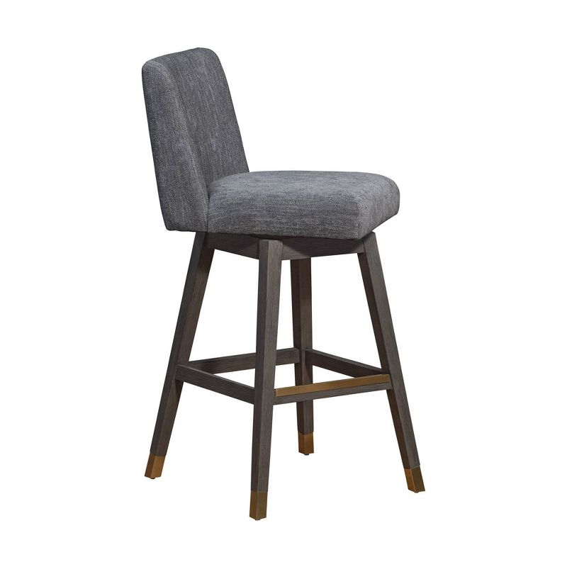 Armen Living Basila Wood Finish with Fabric Swivel Barstool Gray Oak