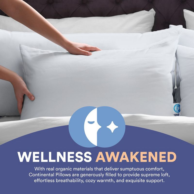 Continental Bedding 50% White Goose Down and 50% White Goose Feather Blend - King Size Pillow - Set of 2