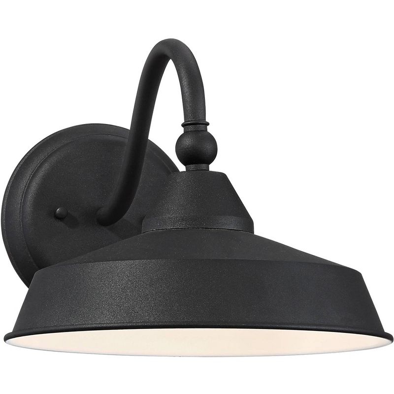 John Timberland Willard Industrial Rustic Wall Light Sconce Textured Black Hardwire 10" Fixture LED Metal Dome Shade for Bedroom Bathroom Vanity House