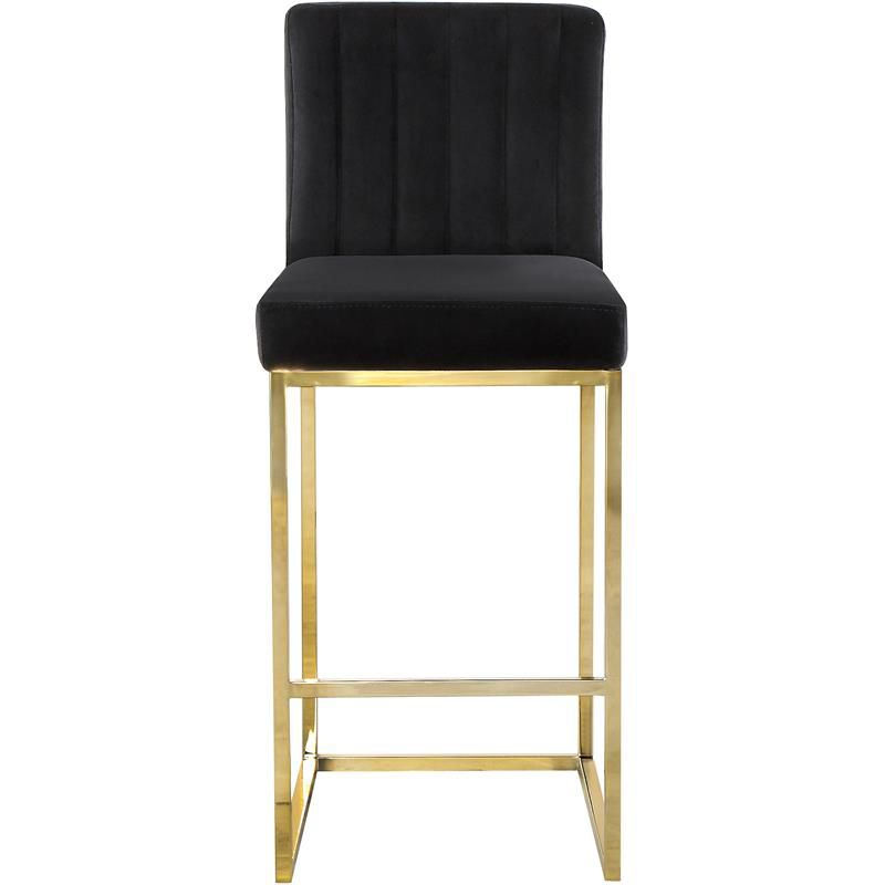 Meridian Furniture Giselle 26"H Velvet Counter Stool in Black