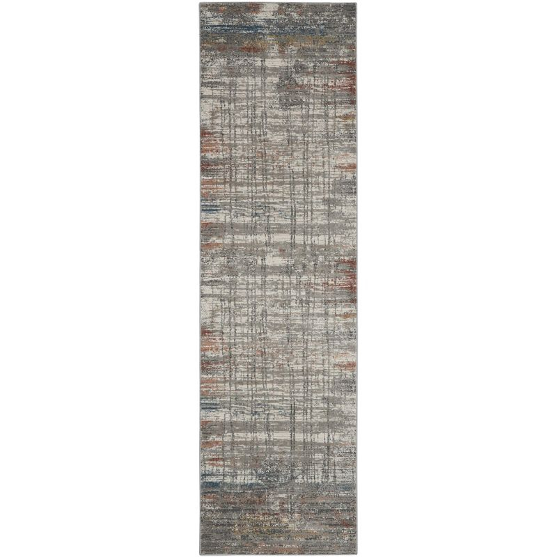 Nourison Rustic Textures Modern Distressed Indoor Area Rug Grey/Multi 2'2" x 7'6"