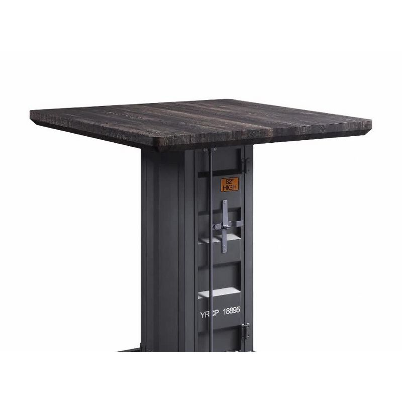36" Cargo Accent Table Antique Walnut/White - Acme Furniture: Square Counter Height, 4-Seater, Wood & Metal Frame