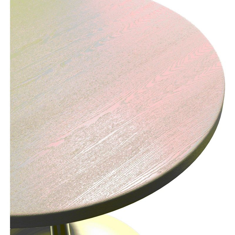LeisureMod Verve 27" Round Dining Table - MDF Wood Top with Brushed Gold Pedestal Base Accent Side Table for Kitchen and Home