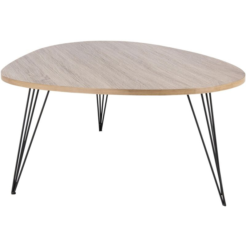Wynton Retro Mid Century Wood Coffee Table - Oak/Black - Safavieh