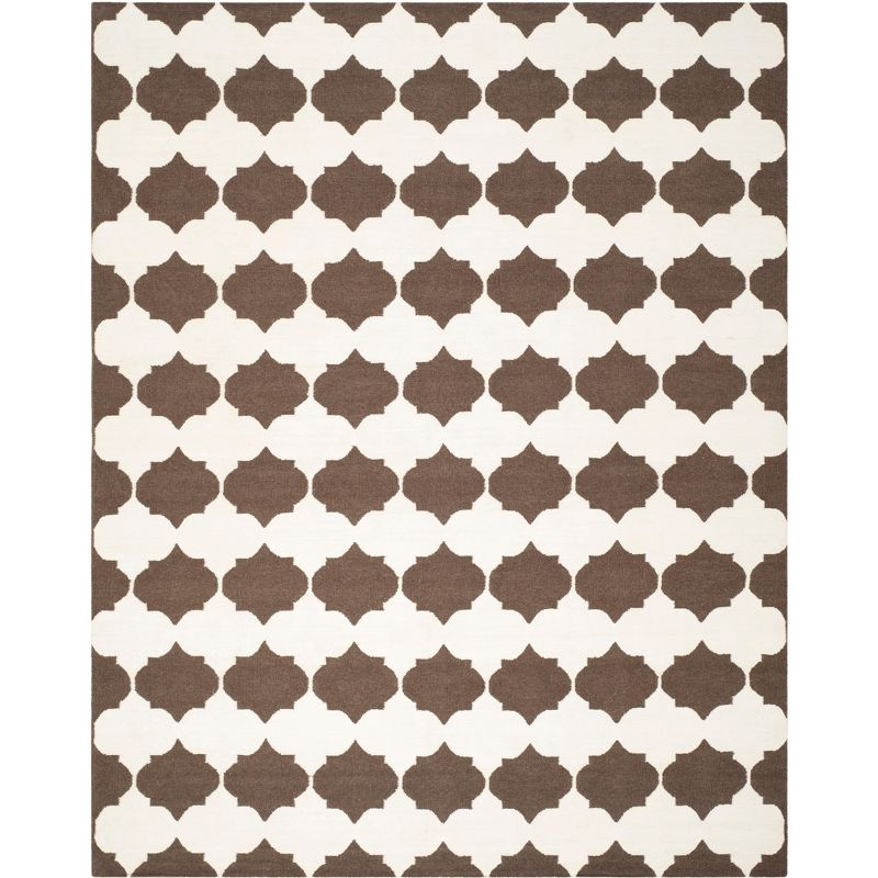 Dhurries DHU624 Hand Woven Area Rug - Brown/Ivory - 8'x10' - Safavieh.