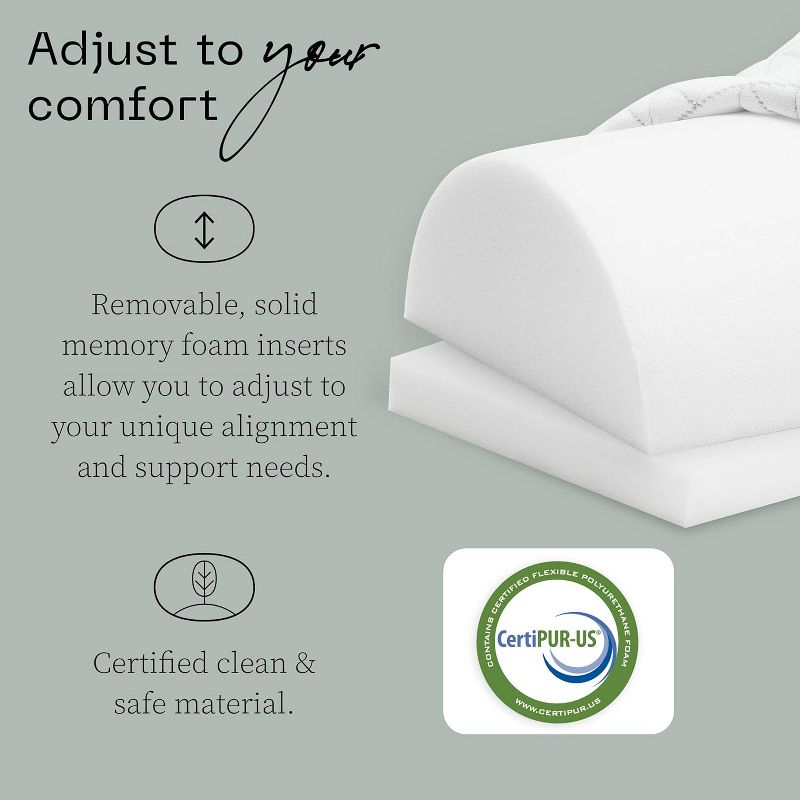 Coop Home Goods The Four Position Adjustable Support Pillow, Half-Moon Form with Insert, Memory Foam Knee, Lumbar Pillow - for Back & Pressure Points