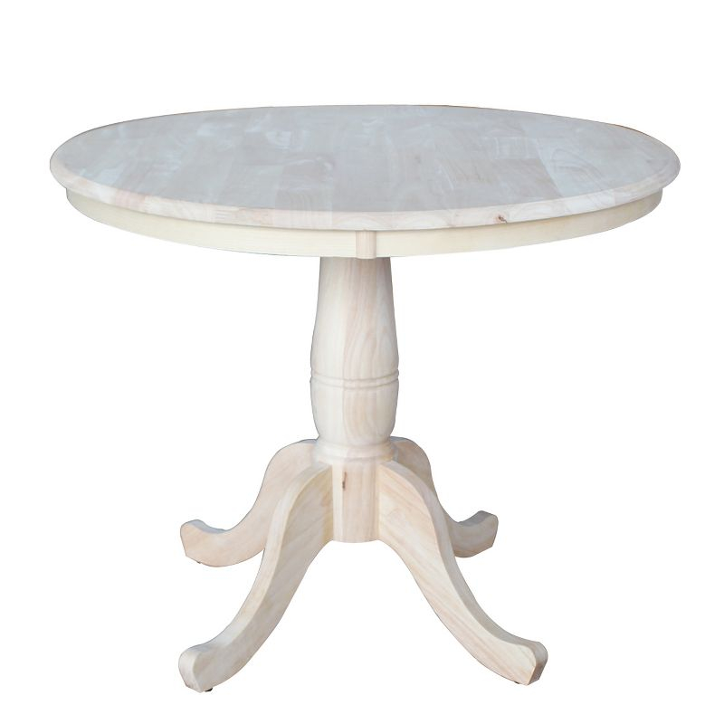 36" Round Top Pedestal Dining Table Unfinished - International Concepts
