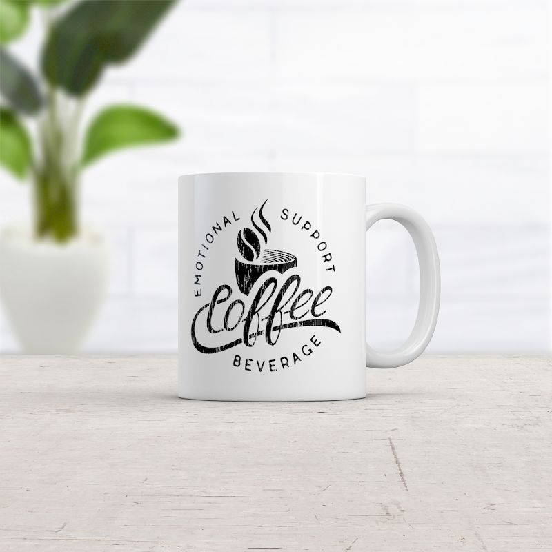 Crazy Dog T-Shirts Emotional Support Beverage Mug Funny Sarcastic Caffeine Lover Novelty Cup-11oz
