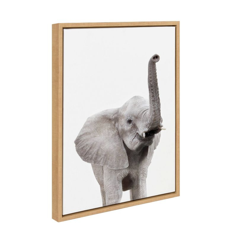 18" x 24" Sylvie Young Elephant Framed Canvas by Amy Peterson Natural: Wall Display, Art by Kate & Laurel All Things Decor