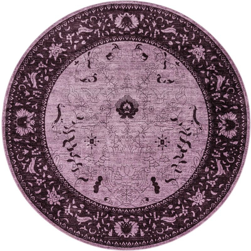 Unique Loom 12' 2 x 12' 2 Round Purple La Jolla Floral Area Rug