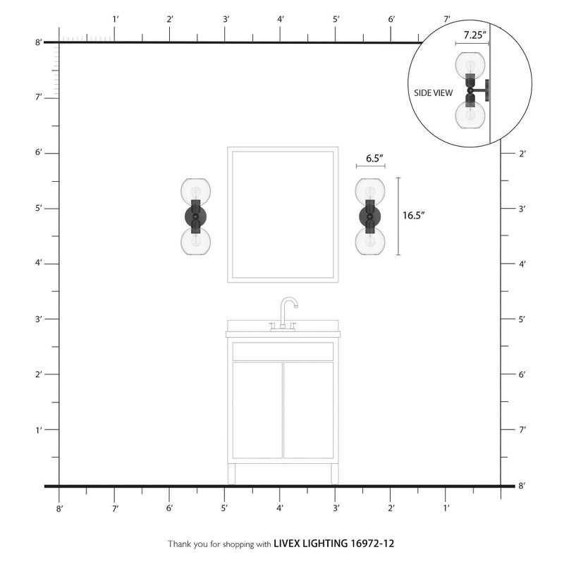 Livex Lighting Downtown 2 - Light Vanity in  Satin Brass