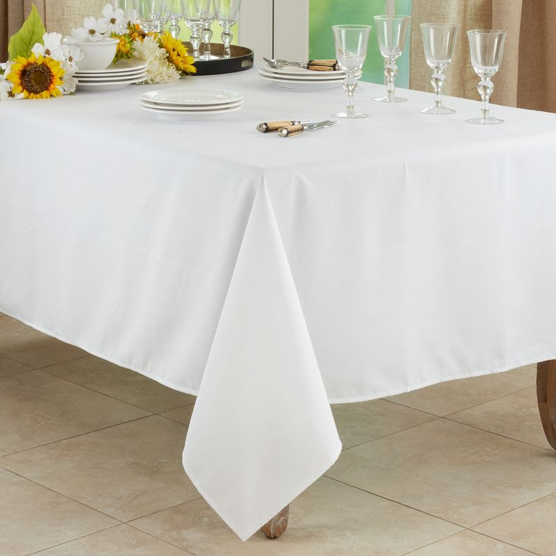 Saro Lifestyle Solid Color Everyday Tablecloth, White, 65" x 104"