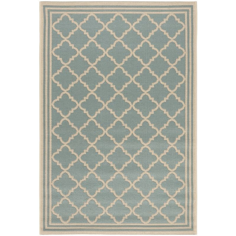 Beach House BHS121 Power Loomed Indoor/Outdoor Accent Rug - Aqua/Cream - 3'x5' - Safavieh