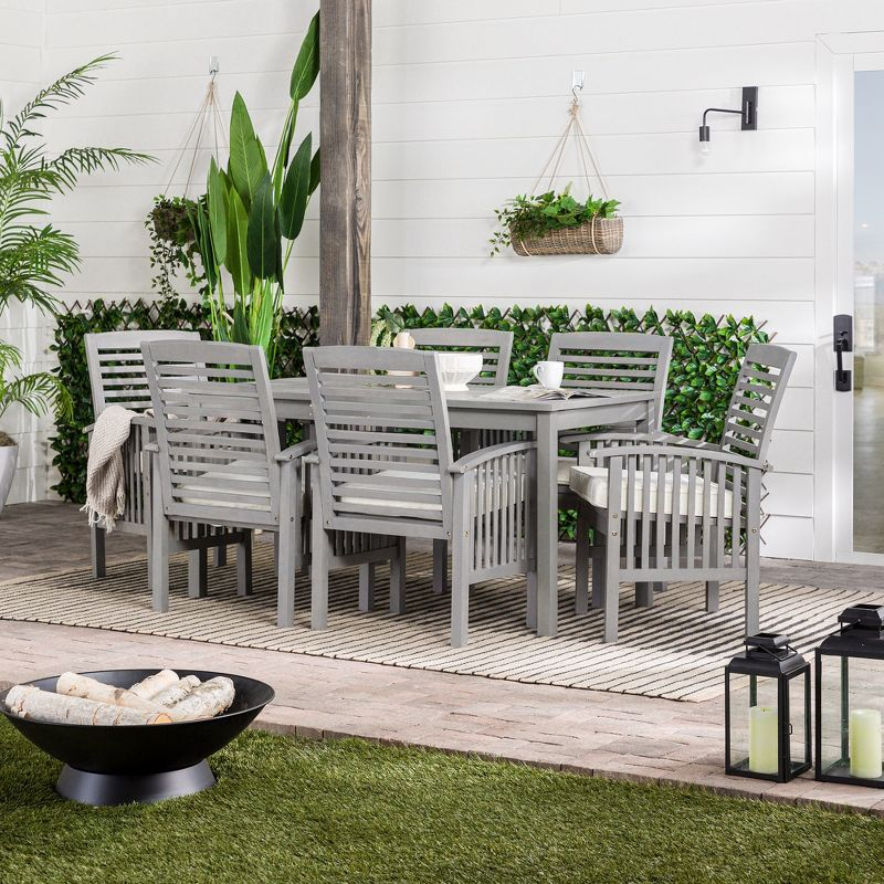 Ravenscroft 7pc Acacia Wood Patio Dining Set: Weather-Resistant, Umbrella Hole - Saracina Home