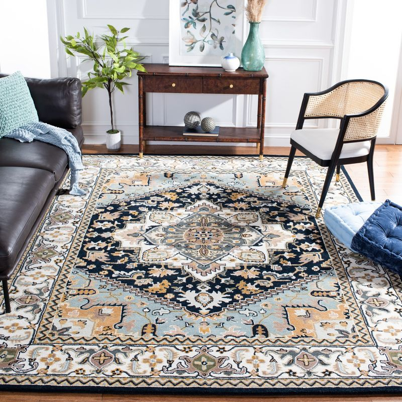 Heritage HG625 Handmade Area Rug - 8'x10' - Navy/Ivory - Safavieh
