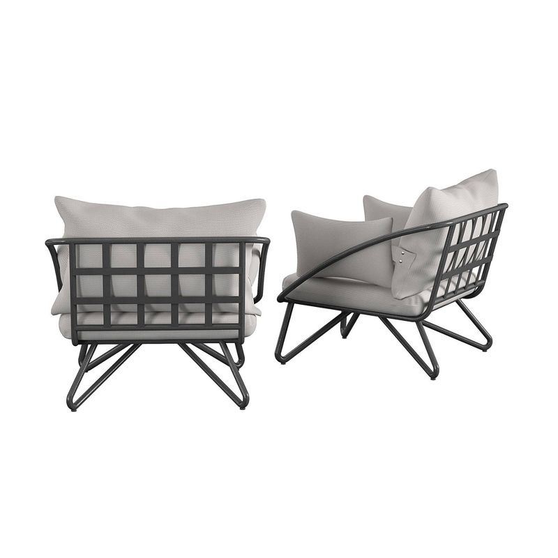 Teddi 2pc Outdoor Lounge Chairs Charcoal - Novogratz: Weather-Resistant Patio Furniture, Steel Frame